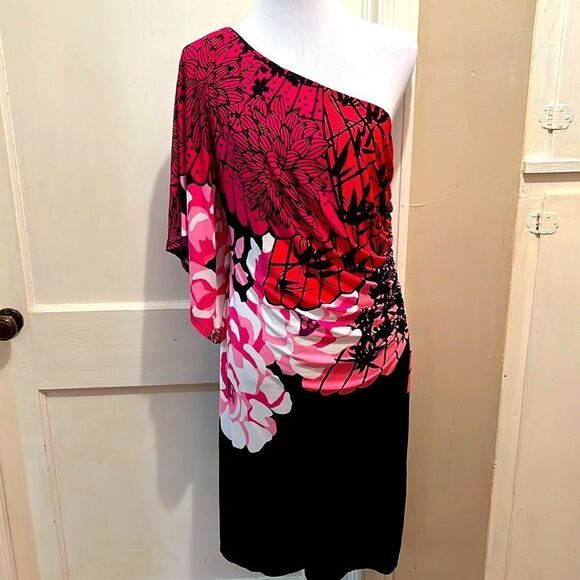 NWOT Bisou Bisou Floral Print Cold Shoulder Dress Women’s 16 New Years Outfit?! - Picture 1 of 8